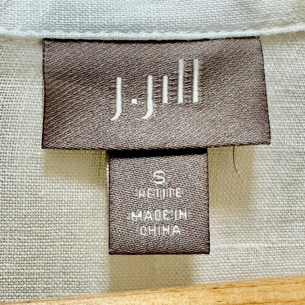 J.Jill 100% Linen Embroidery Shirt Blouse Women's Size S White Floral Button Up - Picture 4 of 16